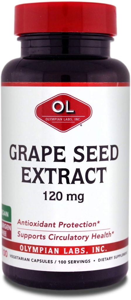 Olympiska Labs Grape Seed Extract Capsules - 120 mg - 100 dagliga kapslar som stöder hjärthälsa och antioxidantskydd