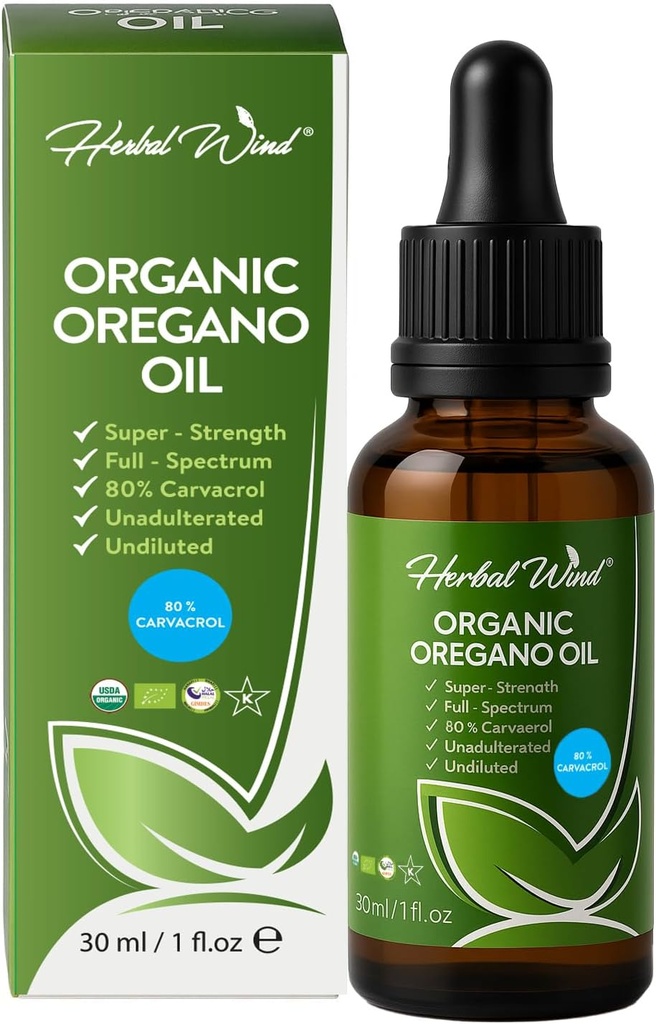 Organic Oregano Oil - 1 Fl Oz (30 ml), 80% Carvacrol USDA Organic Oregano Oil Liquid Drops, Voiöljy Kasvipohjaiset, Ei-GMO, Herbal Supplements