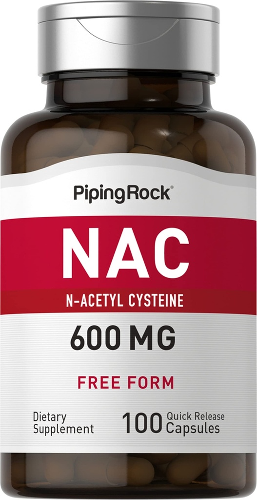 Piping Rock NAC Supplement N-Acetyl Cysteine | 600mg | 100 kapslar | Gratis formulärpiller | Non-GMO, Gluten Free Supplement