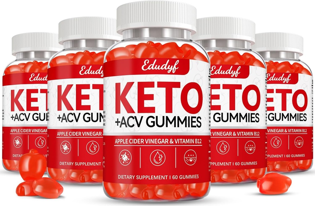 Keto ACV Gummies, Gluten & Sugar Free Apple Cider Vinegar Supplement för Män & Kvinnor - 300 Gummies (1500 mg-5 Pack)