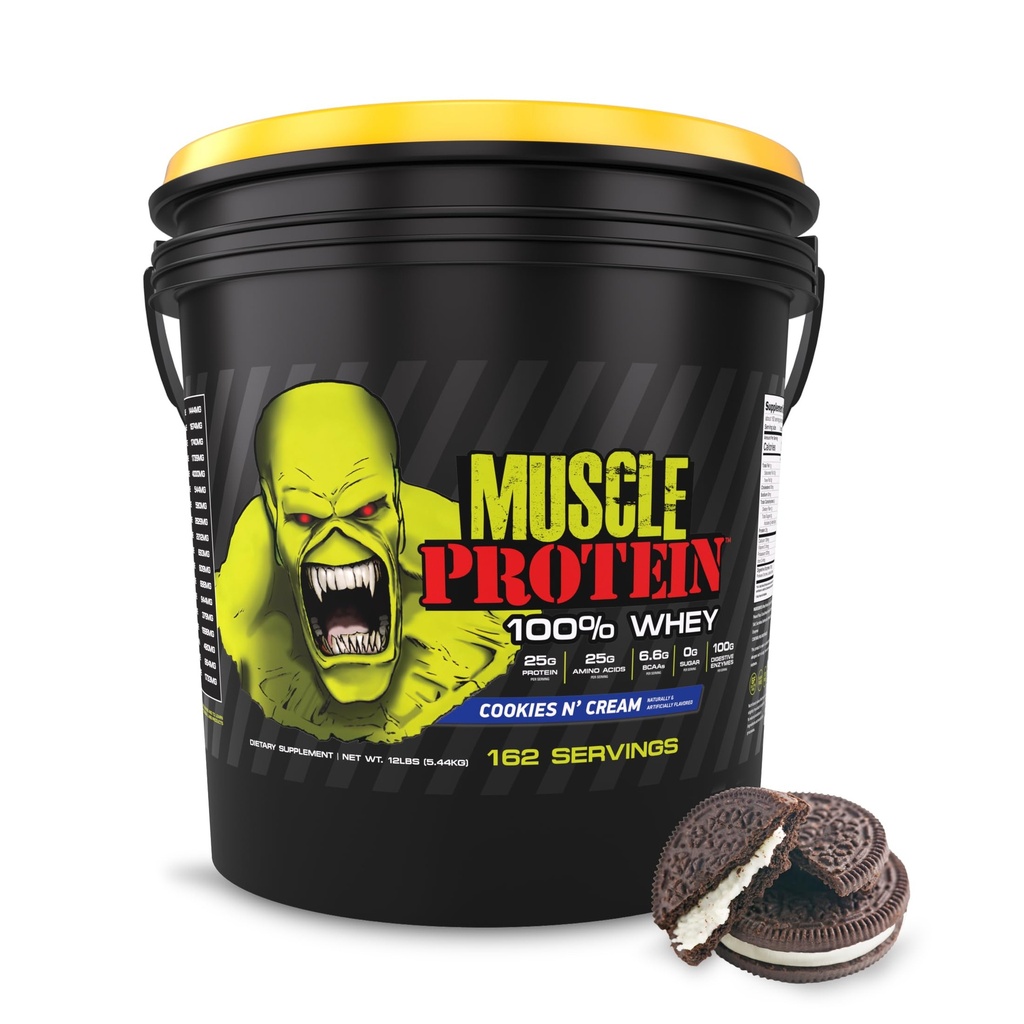 COLOSSAL LABS Muscle Whey Protein Flavored Protein Powder, 25,000mg Aminohapot/Serving, kylmäsuodatettu(Pakkaus May Vary) (12 punta (Bucket), Evästeet & Cream)