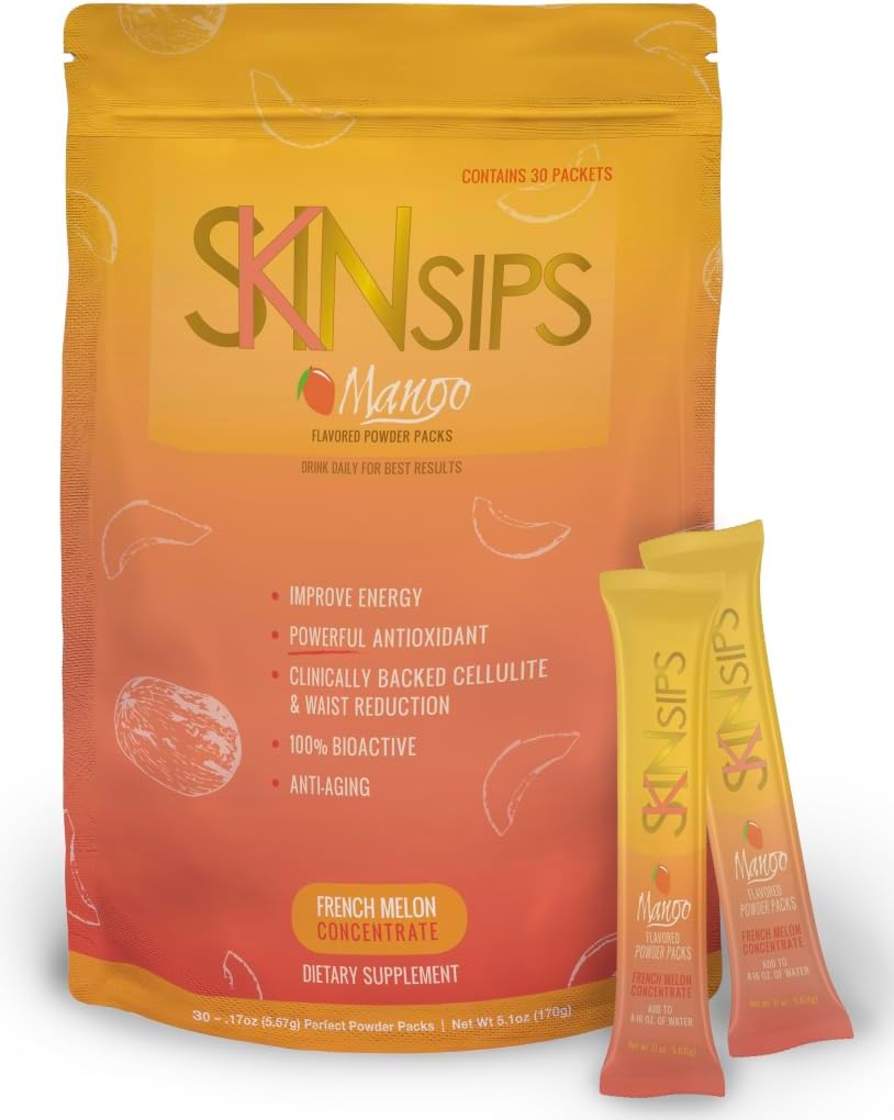 Skin Health & Energy Boost Drink Mix- Sugar Free, SOD B (TM), Antioksidantteja Ranskan melonikonsentraatti, Go Stick Packs, Mango, 10 pakkaus