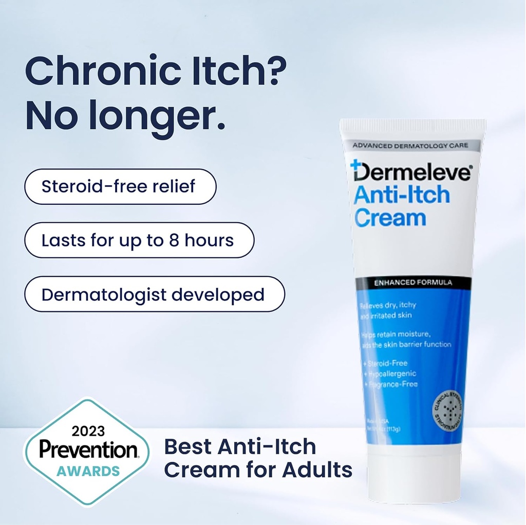 Dermeleve takaisin Back Bundle of Steroid Free Anti-Itch Cream Extra vahvuus 4 oz + Back Applicator (2 tuotetta) Psoriasis, Seborrheiac dermatiitti, Virusihottuma, Neuropapaattinen (Nerve) kutina, allergia, nokkosihottuma