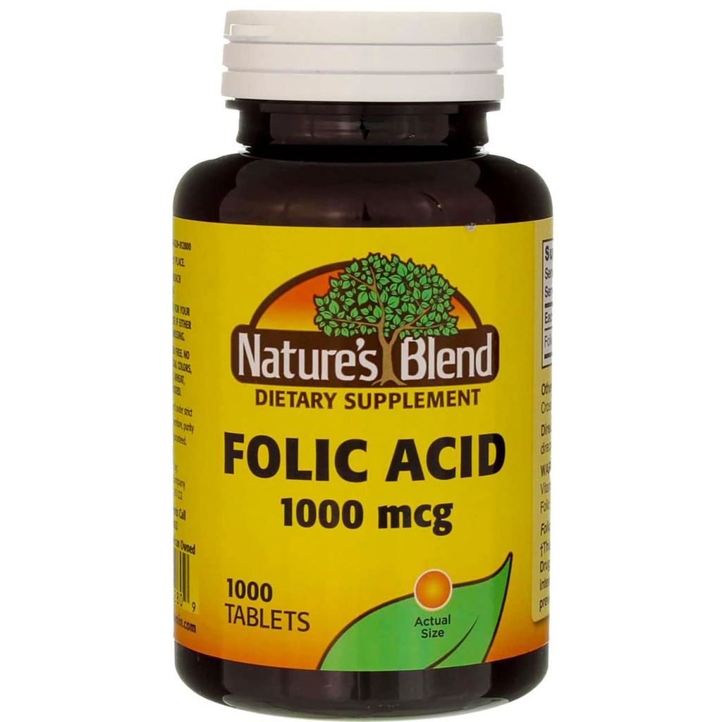 Naturens Blend Folic Acid 1000 mcg - 1000 tabletter Pack på 3