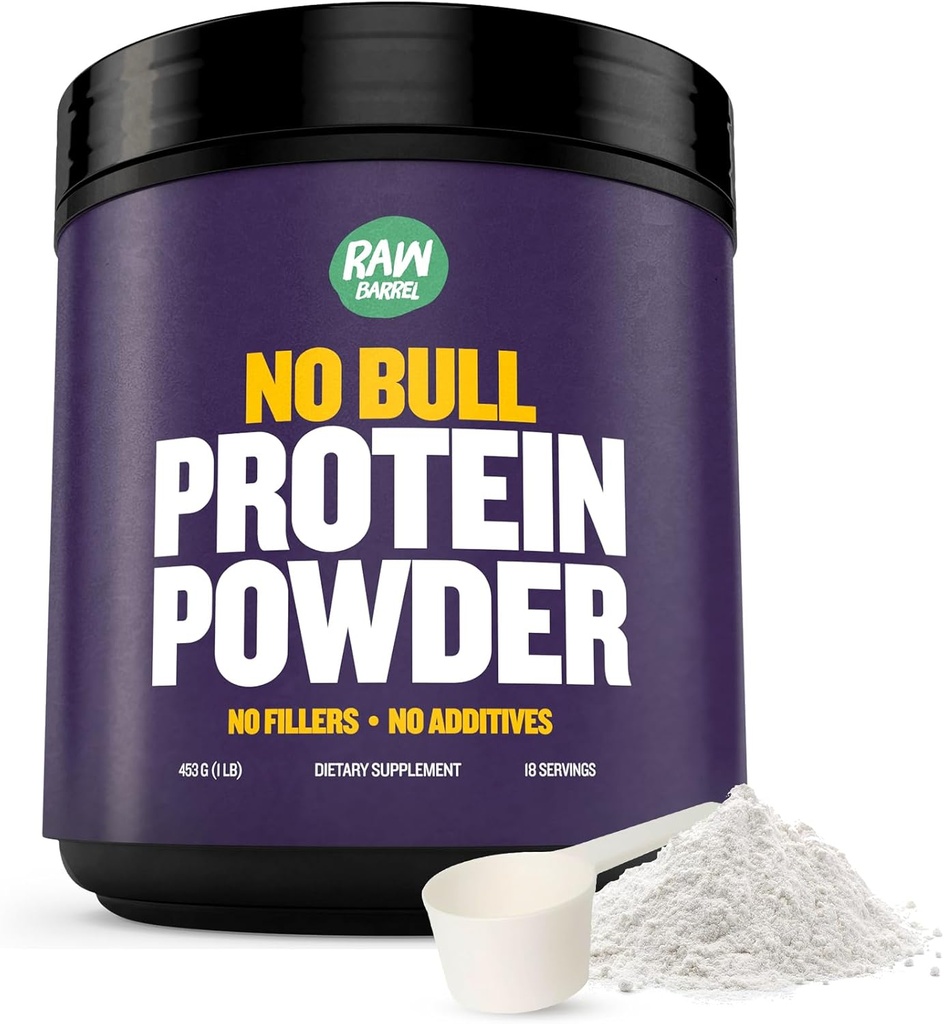 2lb No Bull Unflavored Whey Protein Powder, Pure, Instantized Whey Supplement, High Protein, Low Carb, No Fillers, No Additives, smaklösa