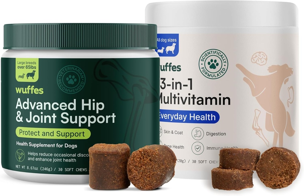 Wuffes Hip ja Joint Supplement suurten rotujen ja 23-in-1 Multivitamiini Bundle