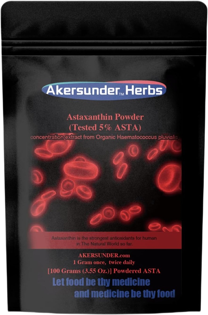 Puhdas Hematococcus pluvialis -uutejauhe, 100 grammaa, astaksantiini (ASTA) > 5%, vahvimmat antioksidantit