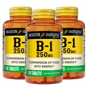 MASON NATURAL B1-vitamiini Tiamiini 250 mg, 300,Day Supply, ravintolisä tukea luonnon energiatasot, 100 tablettia (paketti 3)