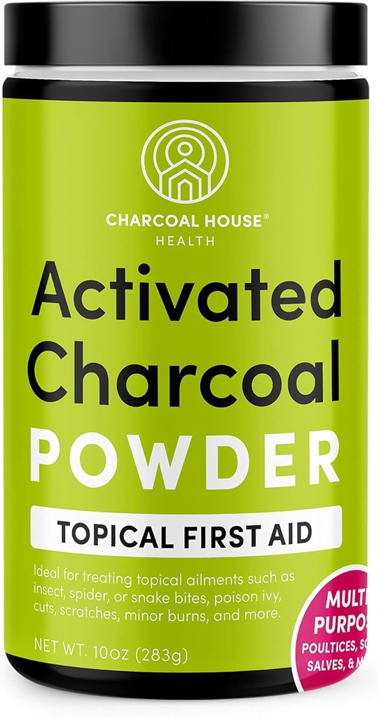 Charcoal House Hardwood Aktiivihiilijauhe - Uutinen Ensiapu Puuhiilipölyn valmistukseen, Puuhiilijalkaliotus, Puuhiilikylpy ja enemmän! - 10oz