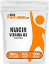 BulkSupplements.com Niacin Powder - B3-vitamiinilisä, Niacin 500 mg - Niacin Flush, Niacin Flush - Gluteeniton, 500 mg Niacin per Serving, 500g (1,1 lbs) (pakkaus 1)