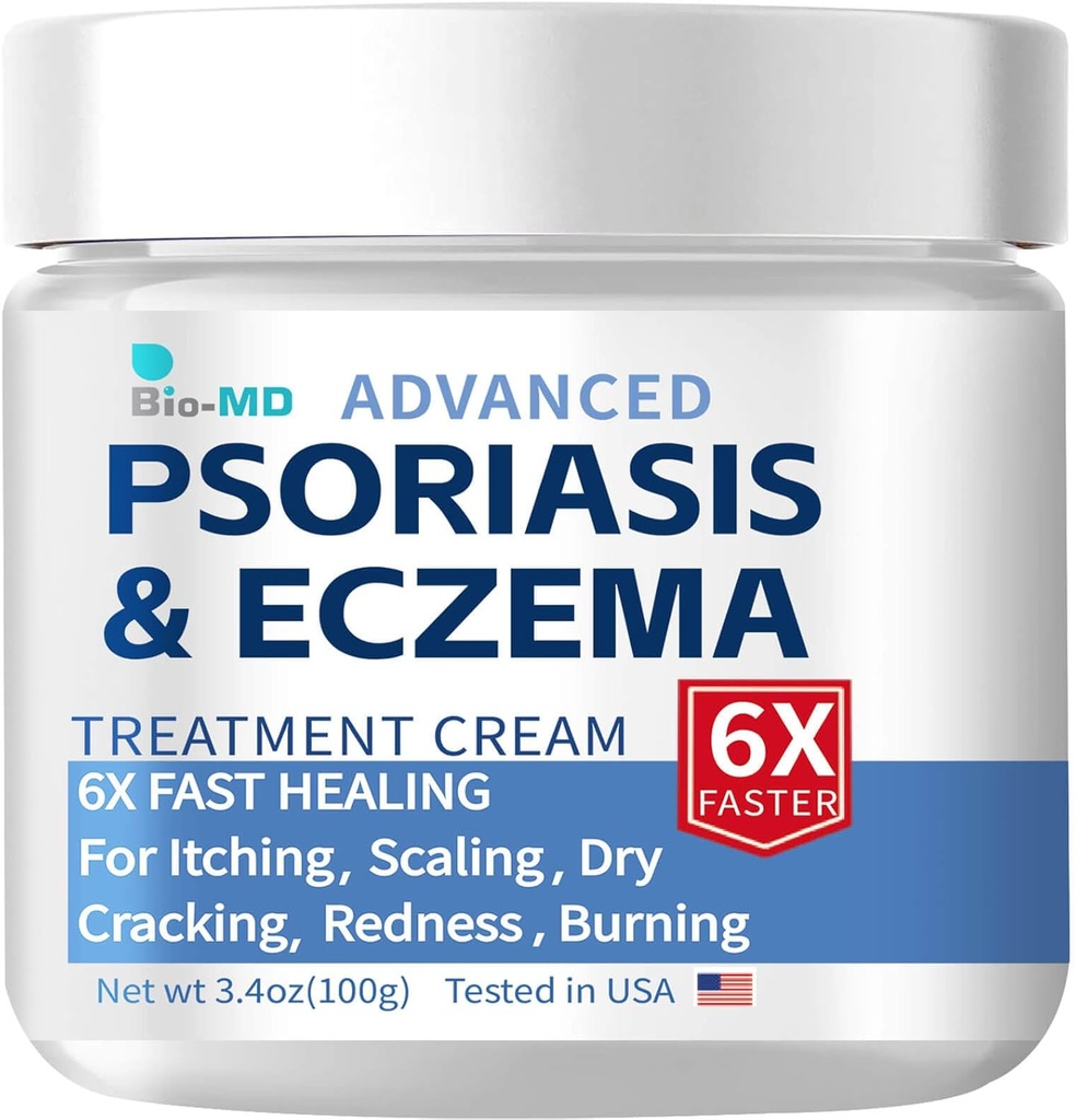 Bio-MD Psoriasis Eczema Cream, Eczema Cream för vuxna, Extra Strength Control Reoccurrence, lindra symtom på resistent, effektiv för seborrheisk dermatit, Folliculit behandling