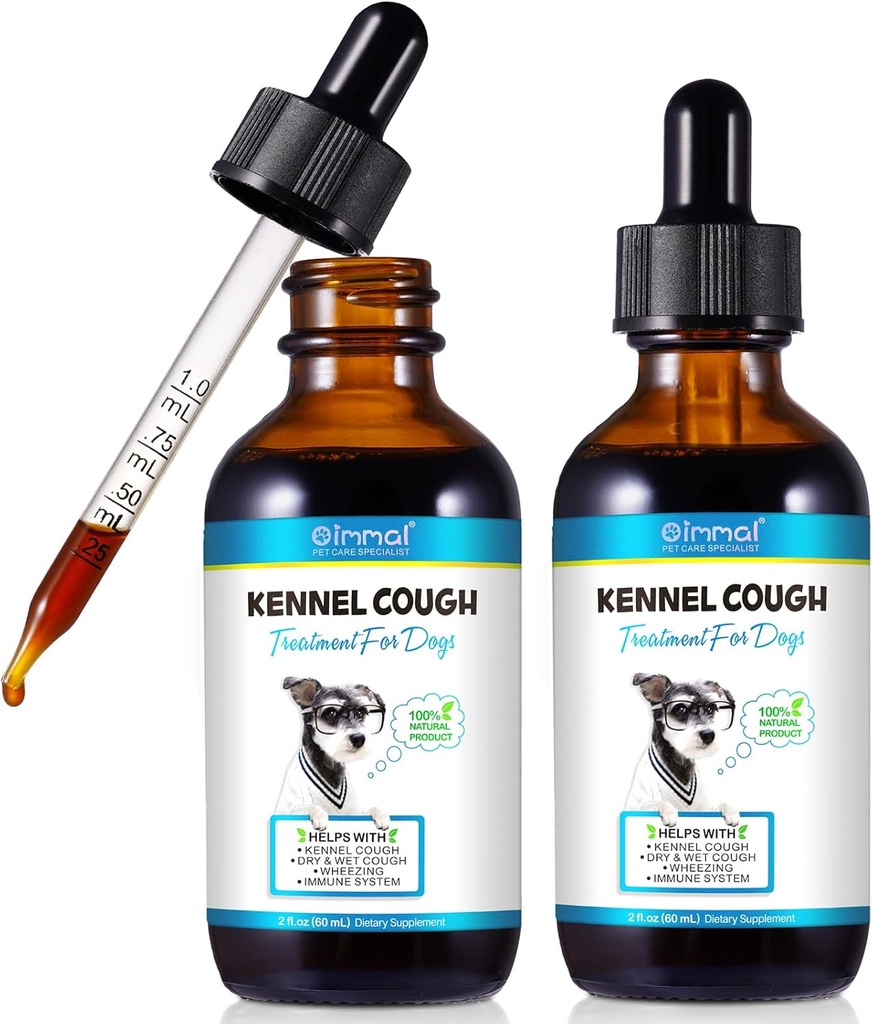 Kennel Yskä koirille - Kennel Yskä hoito, luonnollinen Yskä täydentää koirille, Hellävarainen koiran Runsaudenlievitys, Nestemäinen koiran Allergia Relief (2 Fl Oz (paketti 2))