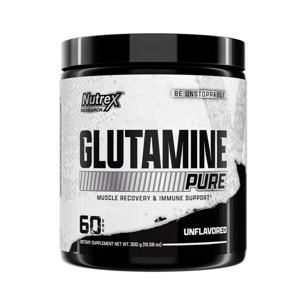Nutrex Research L-Glutaminpulvertillskott - 60 Servering - Pure Unflavored, Non-GMO & Gluten Free | Inga klumpar!