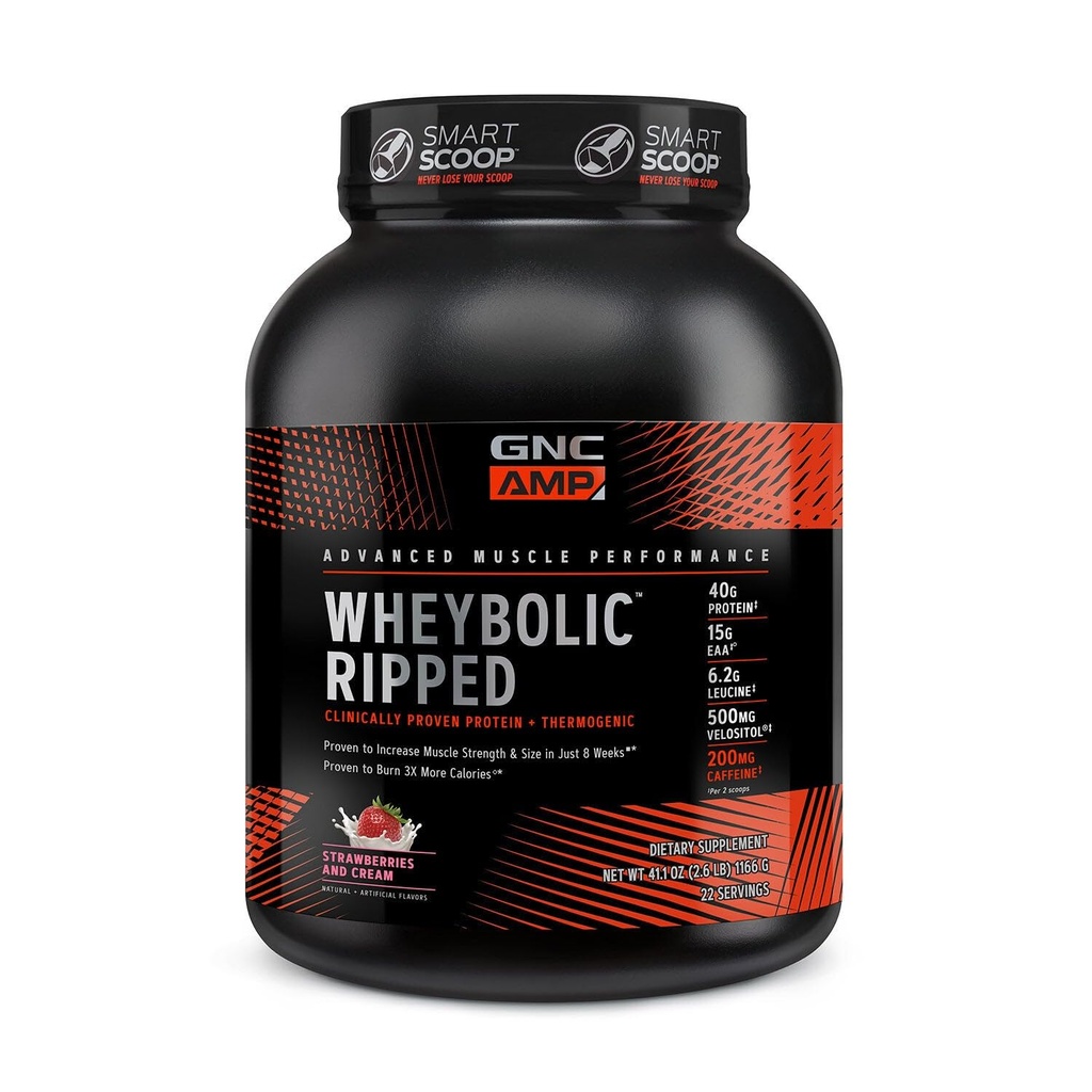 GNC AMP Wheybolic Ripped - Mansikat ja Cream (22 tarjoilua)