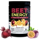 Nutrologia Beet Energy O2, Pre workout Powder, Energy, Endurance & Typpioksidi Booster Beet Powder, Yerba Mate, Adaptogens & Electrolytes, Vegan Pre workout, Passion Fruit Flavor, 30 tarjoilua