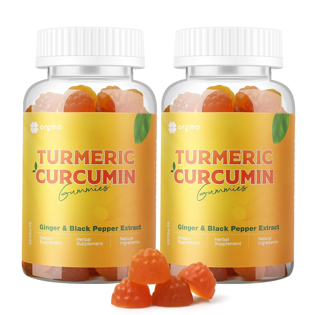 Gummies med Black Pepper 2 Pack, gurkmeja och Ginger Supplement för Immune Joint Support, Sugar Free Ginger Gummies för Inflammation Vegan