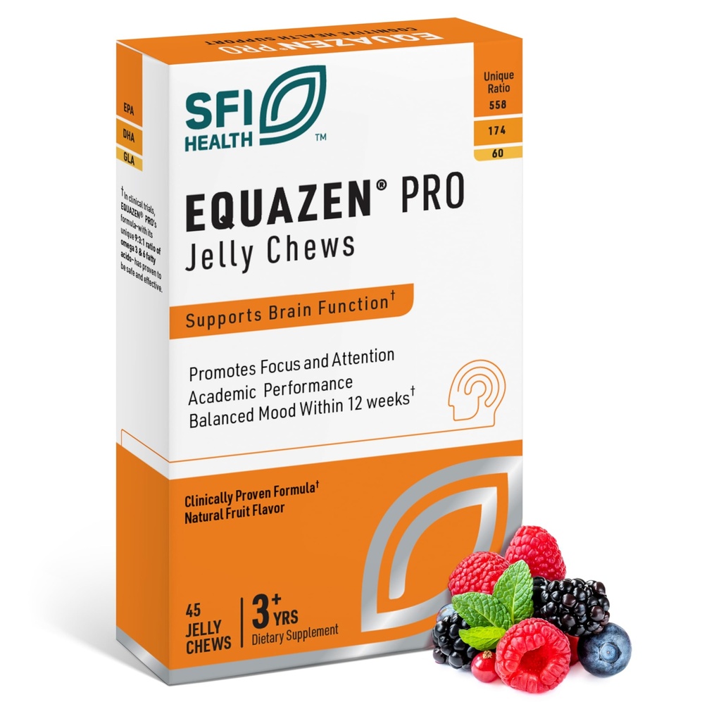 Equazen Pro SFI Health Fish Oil Jelly Chews - Omega 3 & Omega 6 lapsille ja nuorille - EPA, GLA & DHA lapsille Mieliala, Muisti & Focus Support - Optimoitu Biosability & Imeytyminen (45 Jelly Chews)