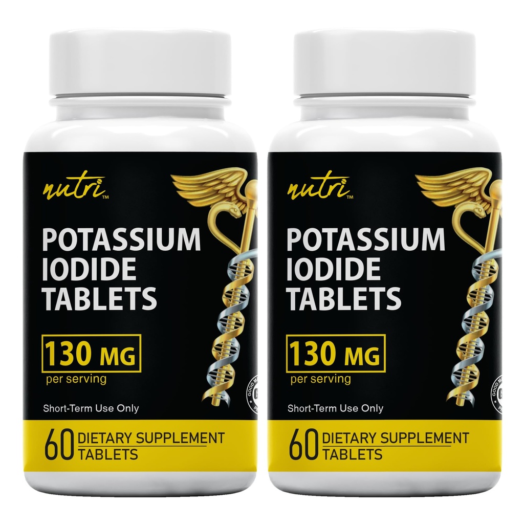 Nature's Fusions Kalium Iodide Tablets (Pack of 2) 130mg - 120 Tablets EXP 10/2032 - YODO Naciente - KI Pillerit - Yoduro de Potasio