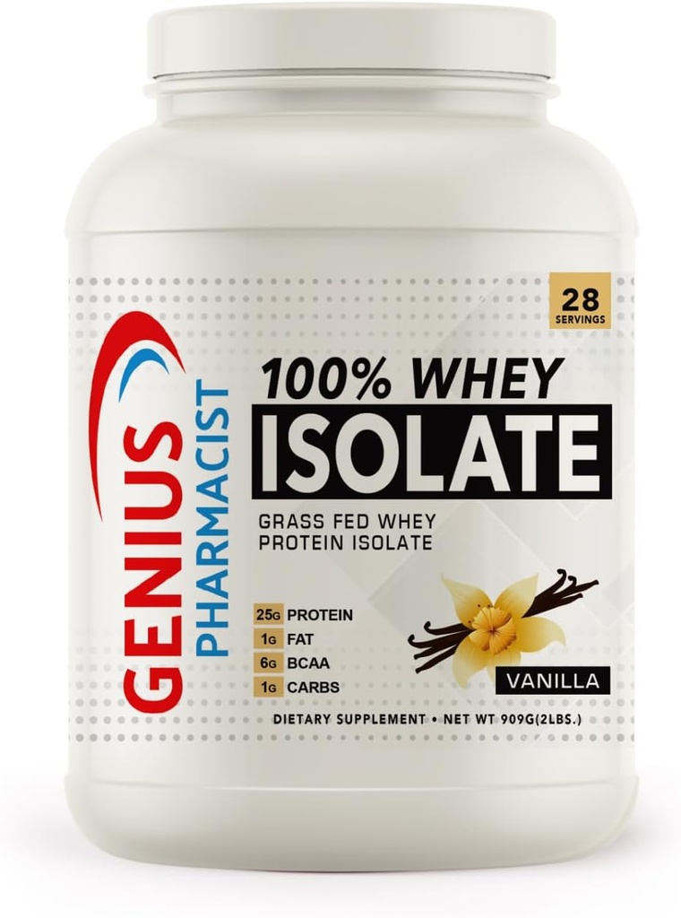 100% WHEY Isolate Vanilla - 2 lb (909 grammaa) - 28 tarjoilua