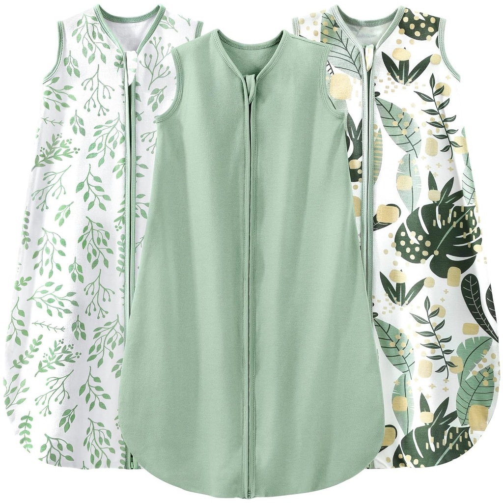 Yoofoss Baby Sleep Sack 0-6 kuukautta pukeutuvat Vauvoille 100% Organic Cotton 2-Way Zipper TOG 0.5 Toddler Sack 3 Pack, Uni Sacks