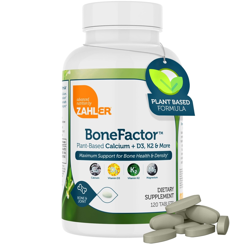 Zahler Bonefactor, Bone Strength Supplement som innehåller kalcium, vitamin D, vitamin K och Magnesium, Certified Kosher, 120 tabletter