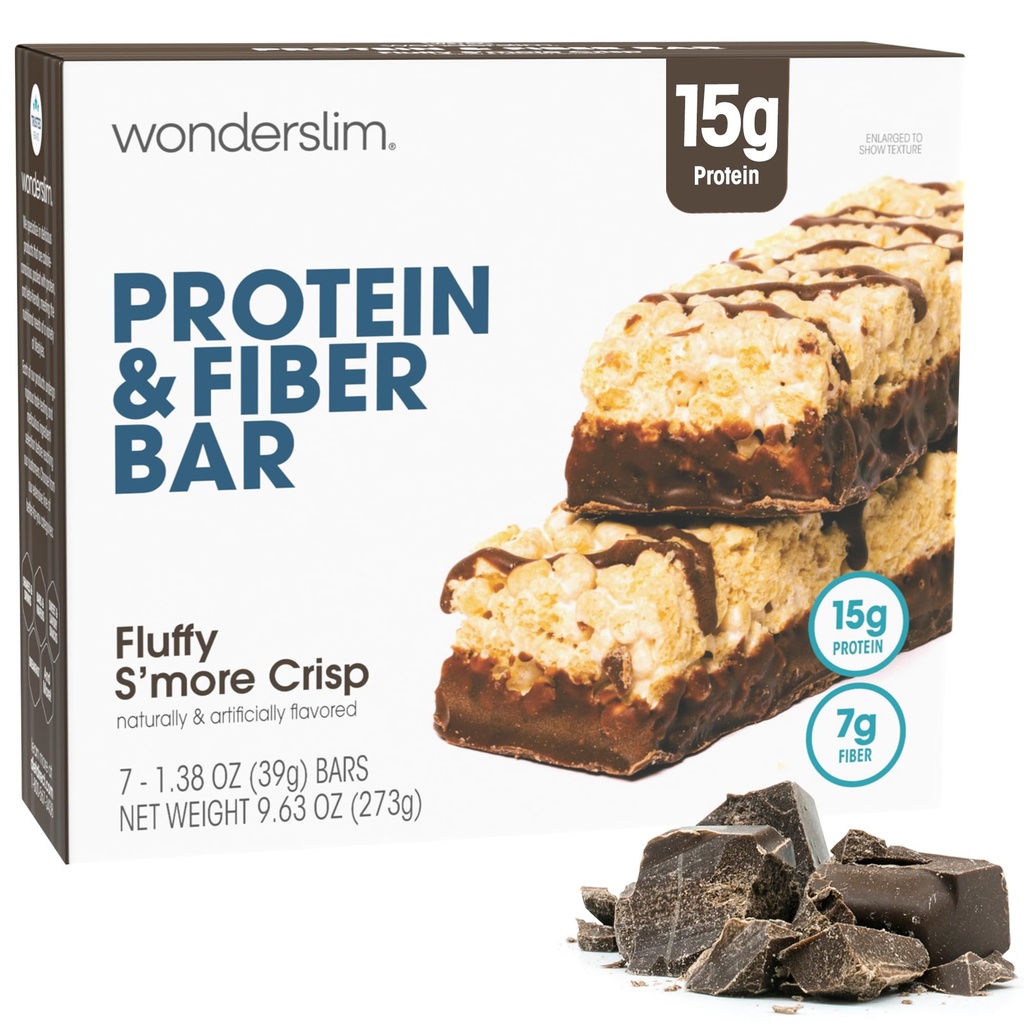Wonderlim High Fiber Protein Bars, Pörröinen S'more Crisp ... 15g Proteiinia, 8g kuitua...