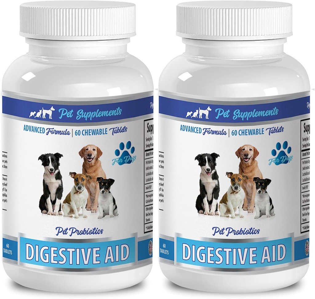 hundmattillsats för dålig andedräkt - DOG DIGESTIVE AID PROBIOTICS - NATURAL APPROACH - SOLUTION TO BAD BREATH OCH GAS - COUNTER DIARRHEA - hundprobiotikaaller - 2 flaskor (120 behandlingar)