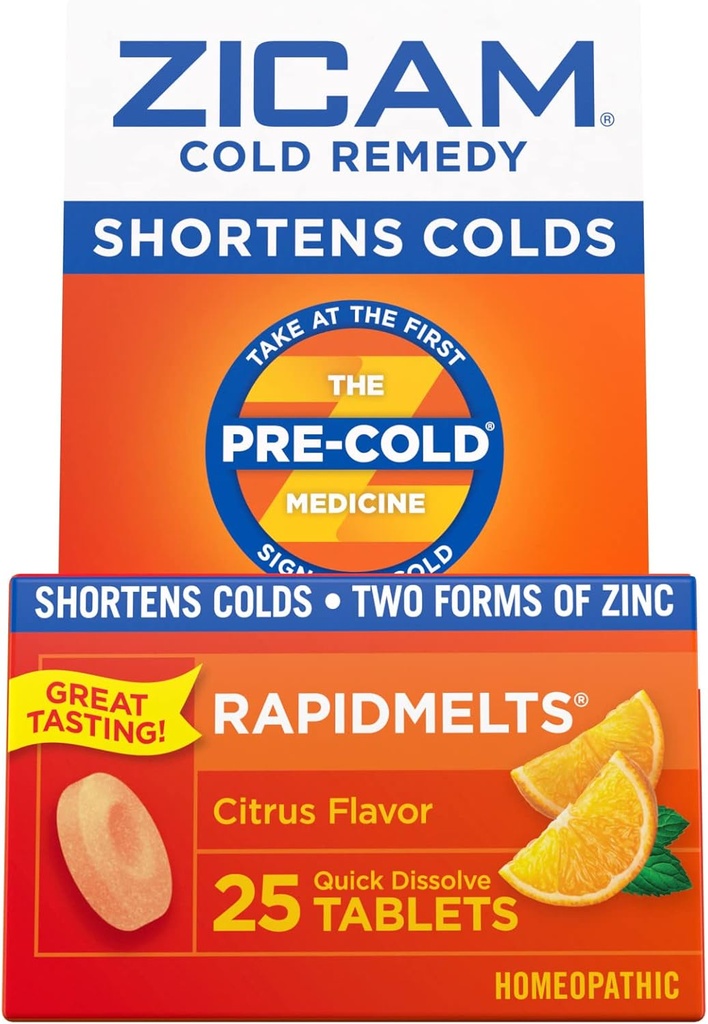 Zicam Cold Remedy Sinkki Rapidmelts, Citrus Flavor, 25 Luku (Pakki 2)