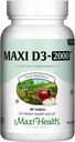 Maxi-Health Vitamin D3 2000 IE - För hälsosam muskelfunktion, benhälsa och immunstöd - 90 tabletter - Bästa Kosher-tillägg för vuxna