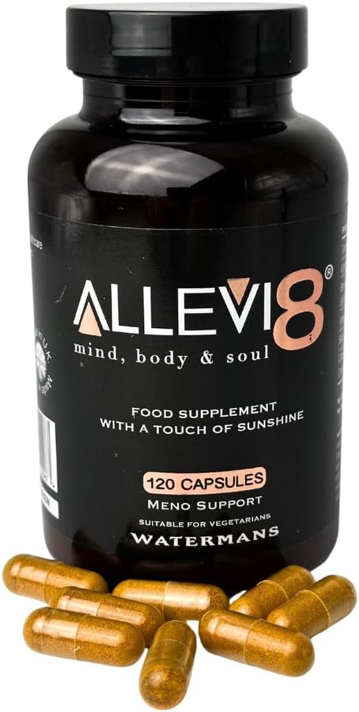 Watermans Allevi8 Curcumin Turmeric, Inkivääri, Frankincense, D-vitamiini & Black Pepper Extract paras absorptio - Päivittäinen nivel- ja mielenterveyden, immuuniterveyden tuki