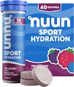 Nuon Sport Elektrolyyttitabletit, joissa on magnesiumia, kalsiumia, kaliumia, kloridia ja natriumia, gluteeniton ja vegaaninen, Tri-Berry, 4 pakkausta (40 tarjoilua yhteensä)