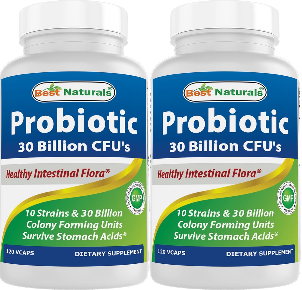Bästa Naturals Probiotic 10 Stammar 30 miljarder hylla Stable 120 Veggie Caps (120 greve av 2)