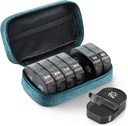 AUVON Canvas Bag Travel Pill Organizer 2 gånger om dagen, Stor AM / PM Weekly Pill Box 7 Day Pill Case med bärbar Cyan Zipper Cloth Bag för Holding Supplements, Vitaminer och fiskoljor