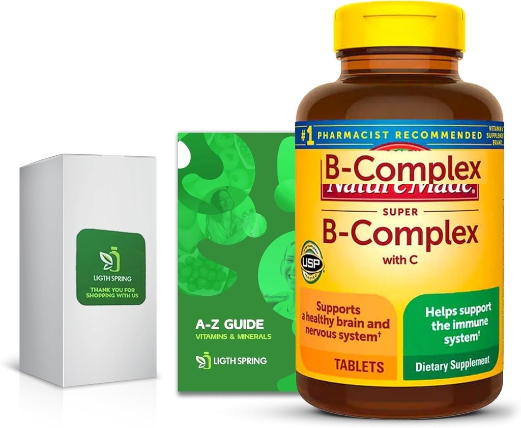 Super B-komplex C, 460 tablettia yksinoikeudella vitamiineja & Minerals A-Z - Parempi Ligth & Spring Guide (2 tuotetta)