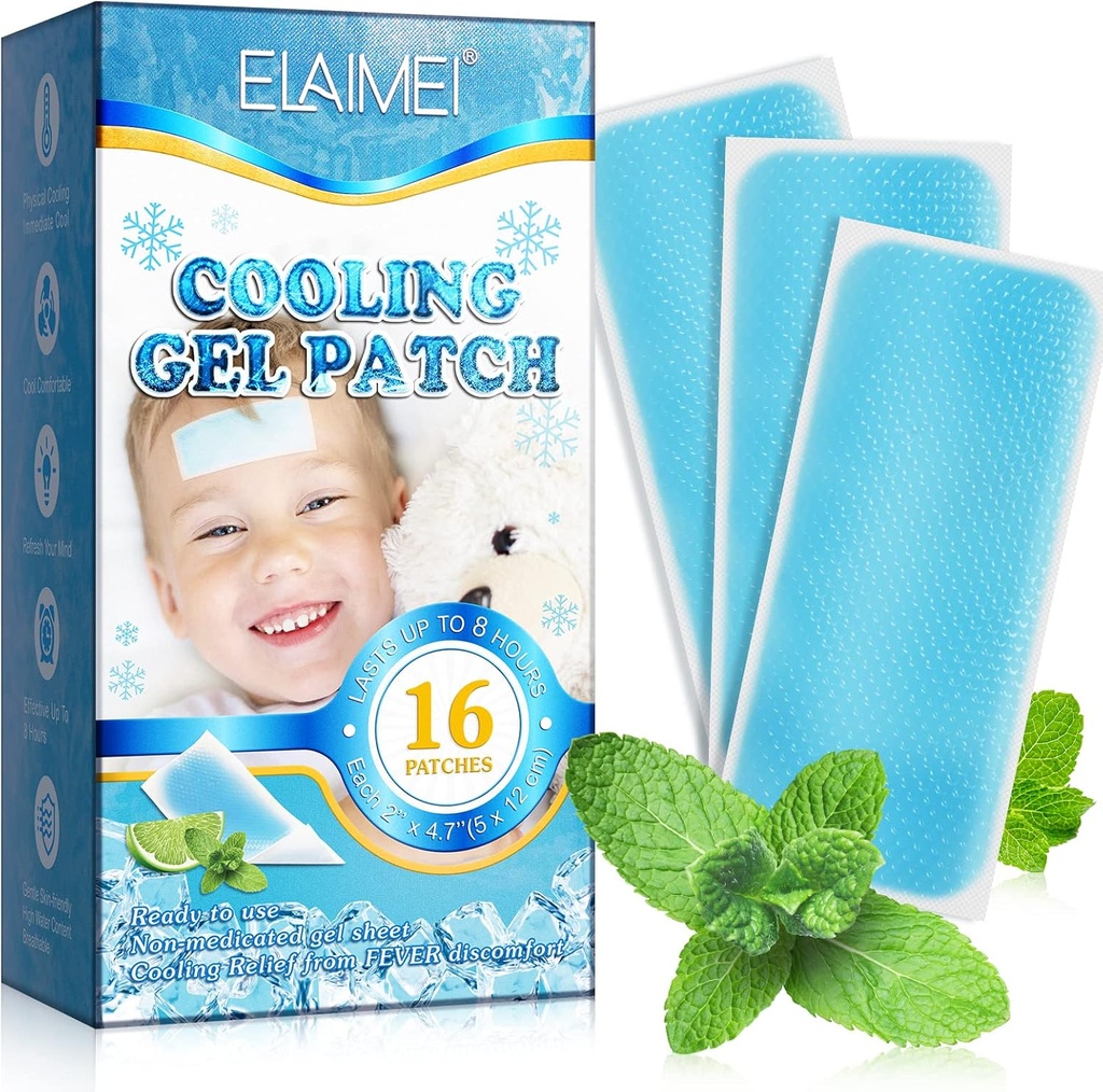 16 Sheets Fever Patches lapsille - Kuuma sää Jäähdytys Gel Patches aikuisille - Päänsärky paikat - Otsakuume Cool Pads