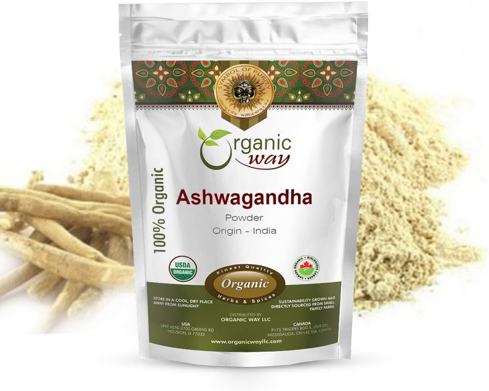 Organic Way Premium Ashwagandha Root Powder (Withania somnifera) - Organic & Kosher Certified | Vegan | Non GMO & Gluten Free | USDA Certified | Origin - Indien (1Lbs / 16Oz)