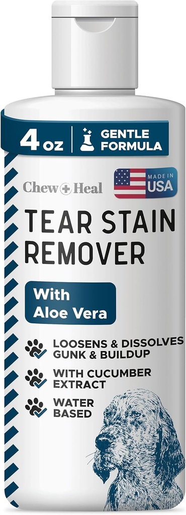 Puru + Heal Labs Lemmikki Tahra Poistaja koirille - 4 oz Vesipohjainen koiran silmien pesu ja puhdistus - liuottaa Gunk & Buildup - Aloe Vera & Cucumber Extract