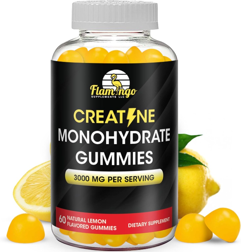 Kreatiini Gummy Supplement - Sitruuna maku Creatiini Monohydraatti Pre workout purut energia Boost, Creatiini täydennysosa Building Muscle and Strength, Vegan, ei-GMO 90 Count