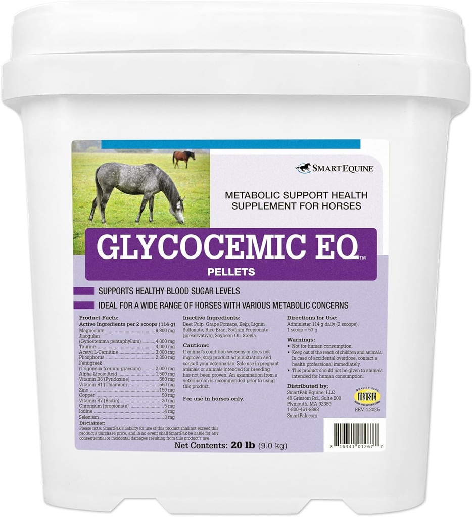 Glykocemic EQ Pellets ... Equine Metabolic Support ... Kilpirauhasen toimintaan ja terveeseen painoon...