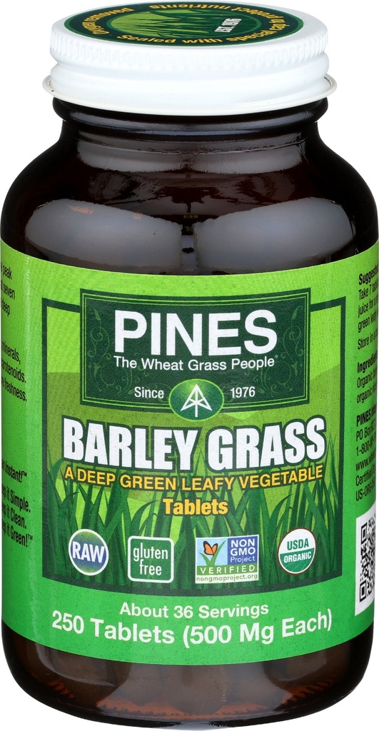 PINES Organic Barley Grass, 500 mg, 250 Tabletit