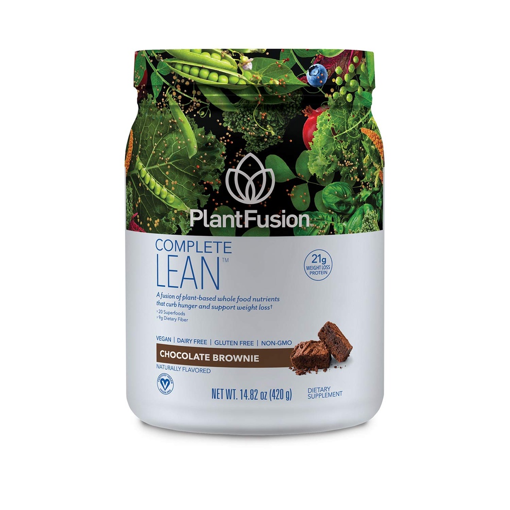 PlantFusion Complete Lean Plant Based Protein Powder - Prebioottikuitua, Superfoods & Dgestive Enzymes - Vegan, gluteeniton, soijaton, ei-GMO - Chocolate Brownie 1 lb