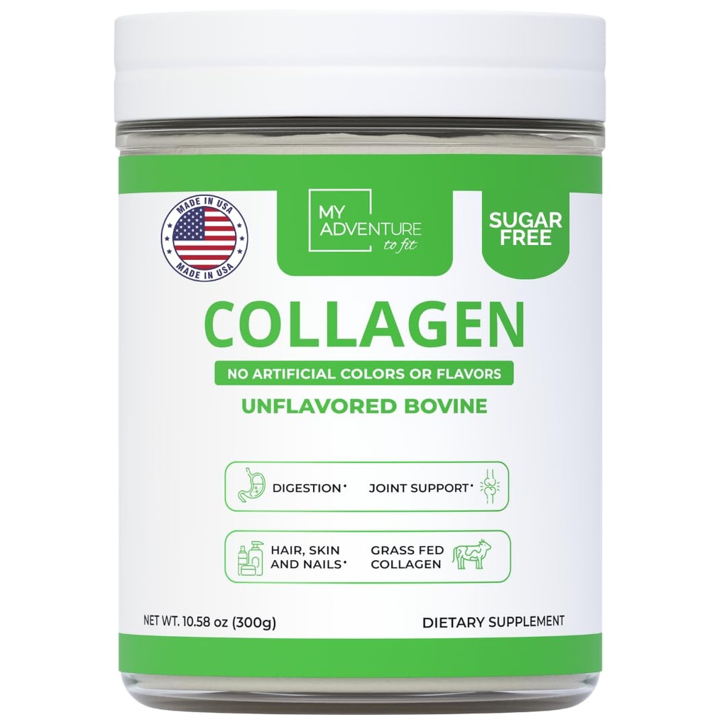 My Adventure to Fit Hydrolysed Collagen for Women - Grass Fed Collagen Powder for Muscle Growth & Collagen Protein Powder - Keto Collagen Powder for joints & Gut Health - makuamaton naudan 300g