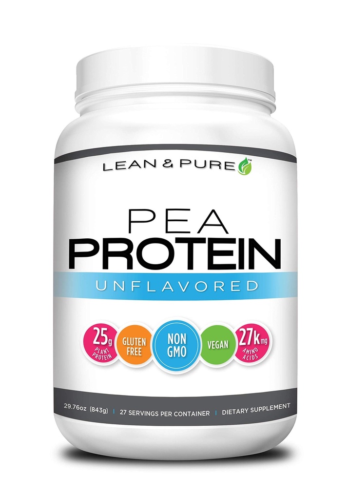 Lean & Pure Pea Protein Powder, Vegan, Low Carb, 25g Protein, Non GMO, Gluten Free, 27 Servings, 843g