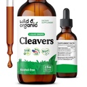Wild & Organic Cleavers Tincture - Natural Detox Drops with Cleavers Leaf - Galium Apariini Herb Extract täydennysosa - Vegaani, sokeri & alkoholiton - 2 fl oz