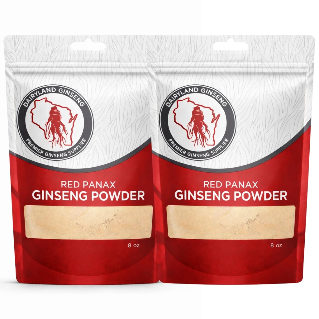 Punainen Panax Ginseng jauhe luonnon ginsenosidit (16 oz) - Tukee tervettä energiaa, elinvoimaa, mieliala ja enemmän, korealainen Panax Ginseng juurijauhe smoothies, kahvi tai juomat (2 pakkausta)