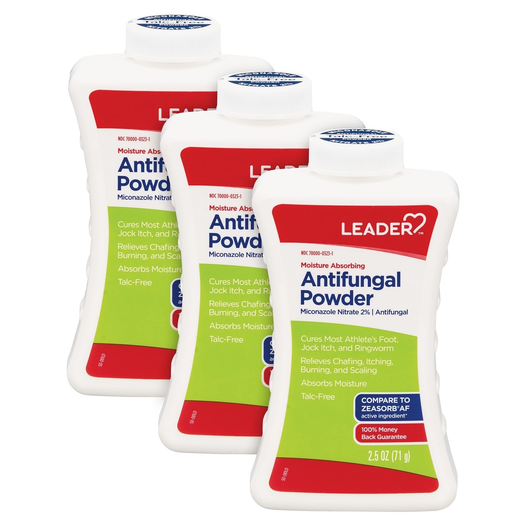 LEADER Athlete Foot AF Powder, Moisture Absorbing, Talc-Free, 2,5 Ounce