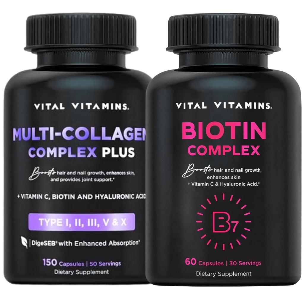 Elintoiminnot Multi Collagen Plus pillereitä + Biotin Complex pillereitä