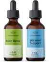 HERBAMAMA Herbal Liquid Drops Kit - Bundle Liver Detox Complex 4 fl oz & Adrenal Support Drops 2 fl oz - Vegaani, ei-GMO, sokeri & alkoholiton - 2 pakkaus