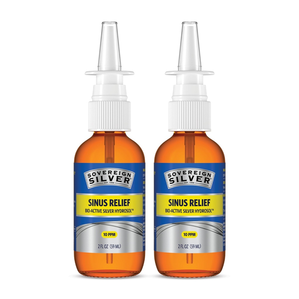 Suverän Silver Bio-Active Colloidal Silver Hydrosol för Immun Support - 10ppm - 2oz - Nasal Spray - Pack av 2
