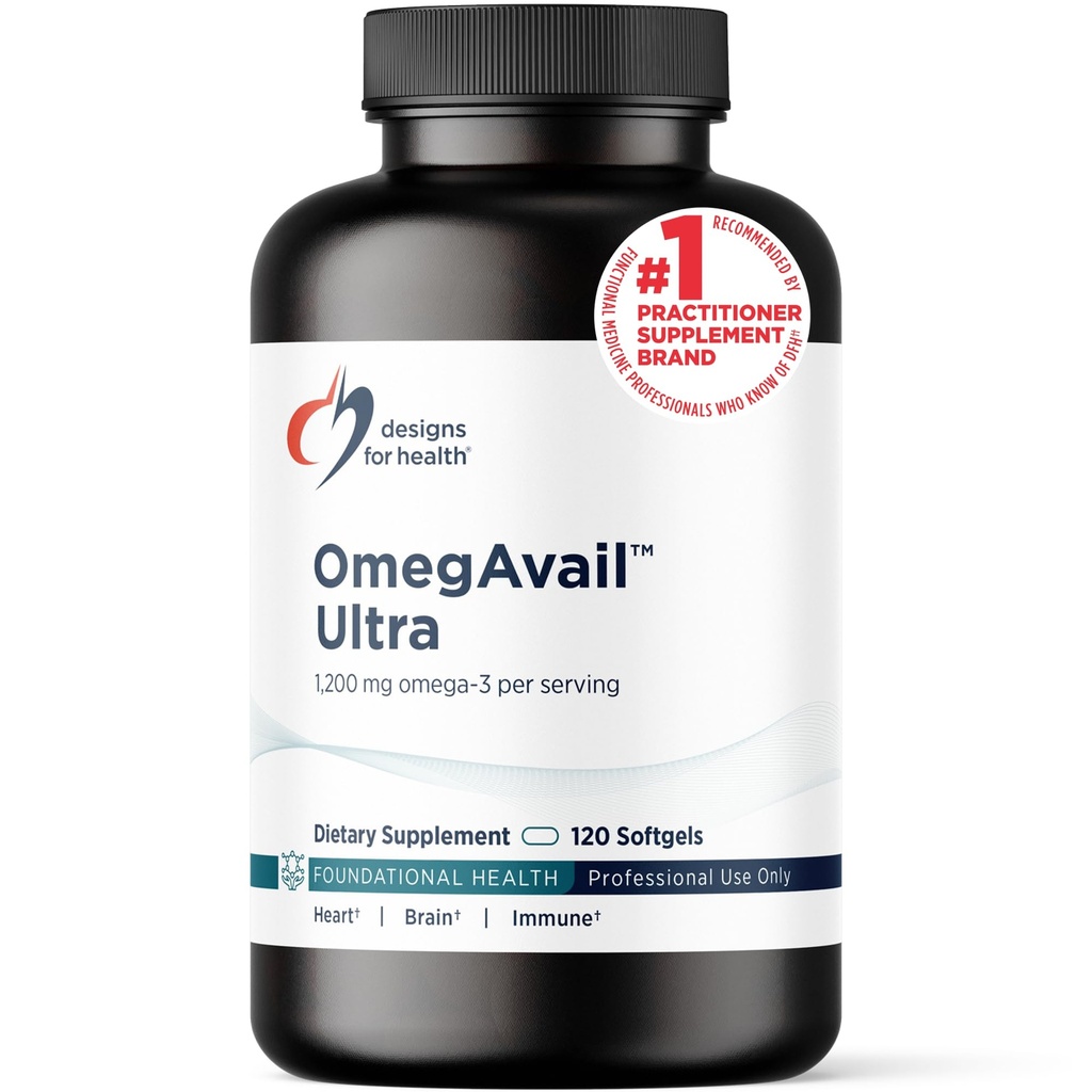 Designs for Health OmegAvail Ultra TG Fish Oil 1200mg - Triglyceride Form Omega 3 Fish Oil Supplement med DHA / EPA - No Fishy Aftertaste (120 Softgels)